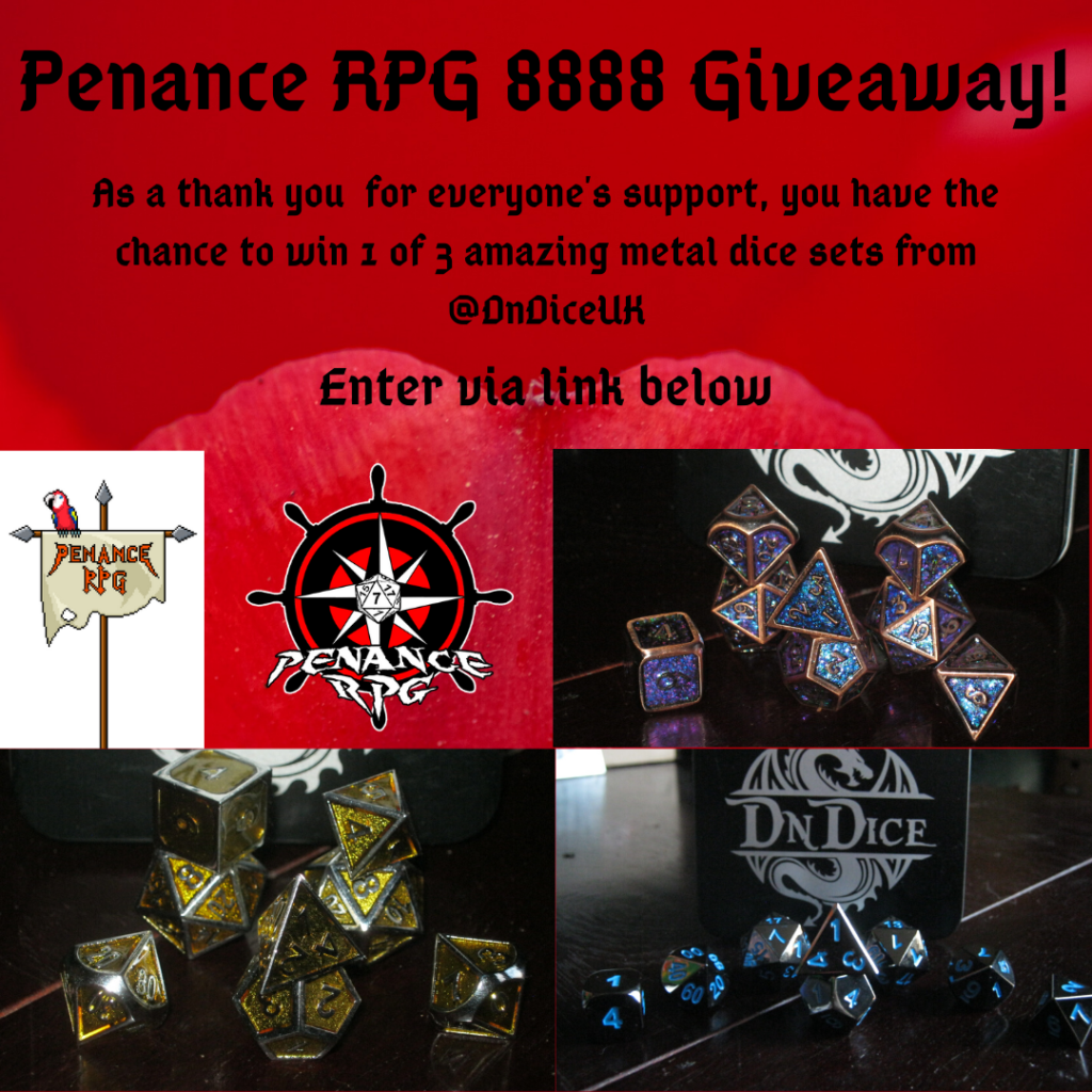 Penance RPG, DnDice, Giveaway, Podcast, Kingsumo